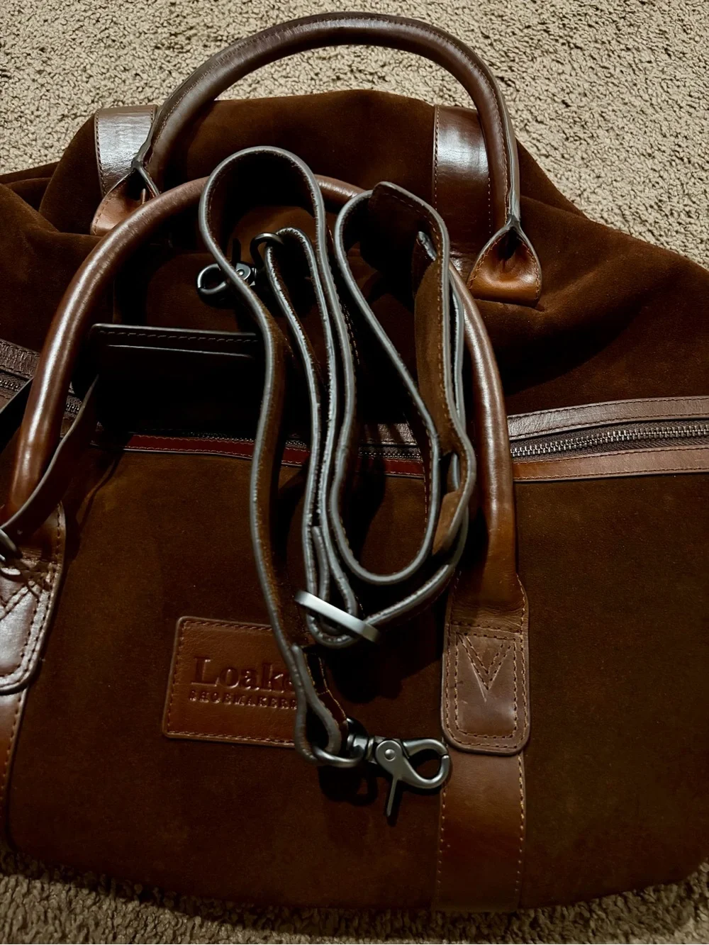 Loake Dark Brown Suede & Leather Travel Duffel